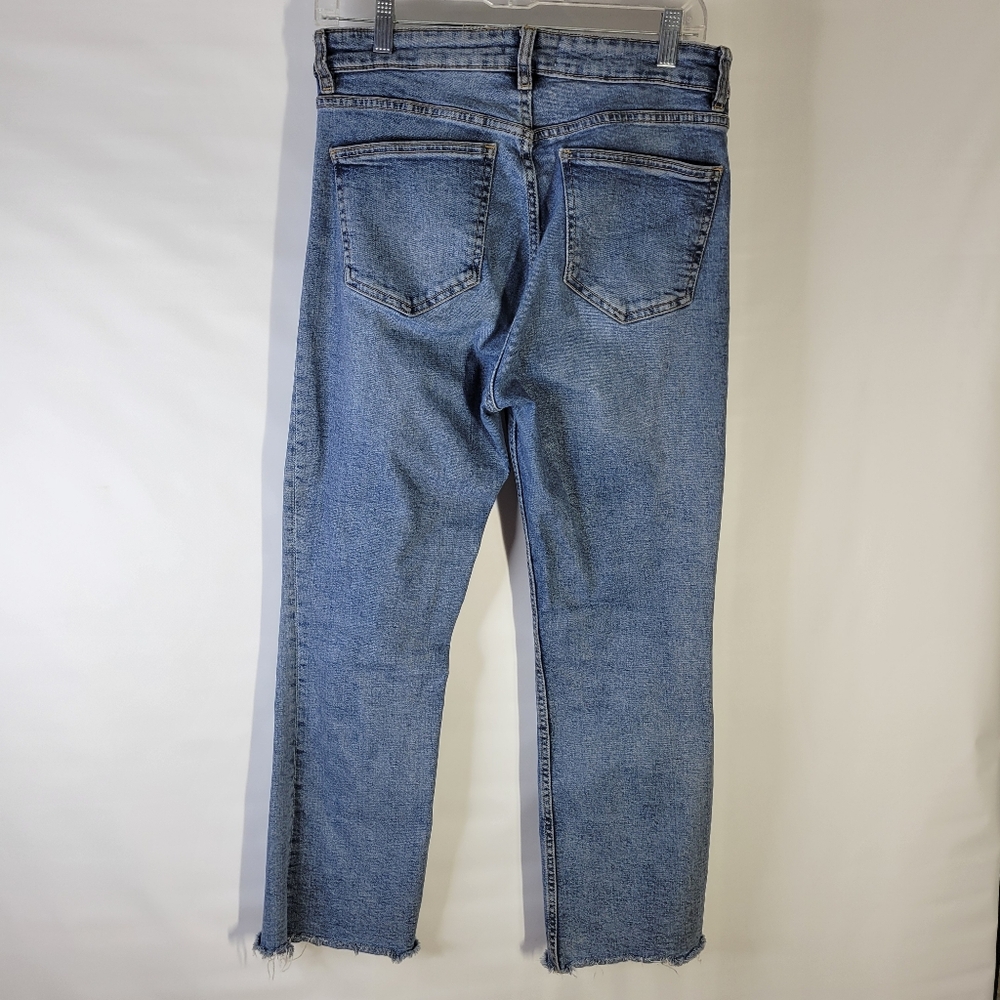 Womans Zara Unfinished hem Jeans Manufactured whiskering Size 10 Small Hole - Picture 7 of 10